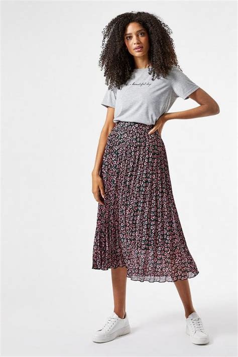 gothic floral print pleated midi skirt gucci|Women's Designer Luxury Long & Midi Skirts .